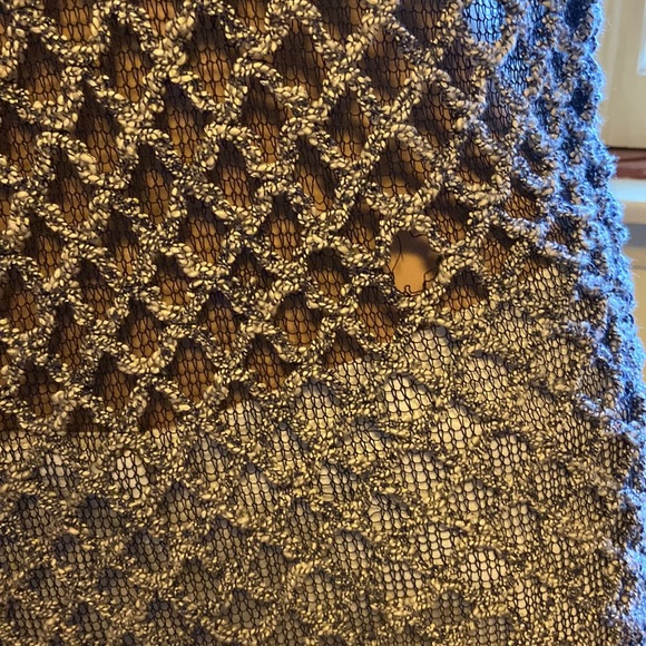 Blue Metallic Stretch Knit Tunic Top - Picture 8 of 11